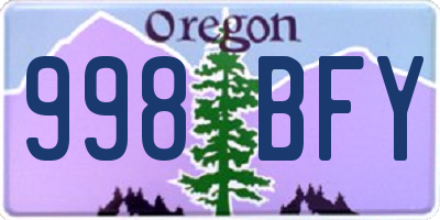 OR license plate 998BFY