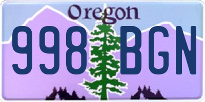 OR license plate 998BGN
