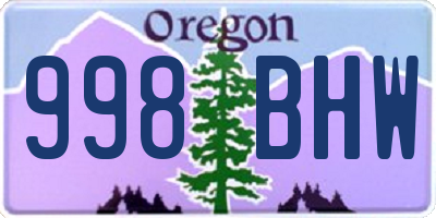 OR license plate 998BHW