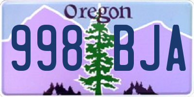 OR license plate 998BJA