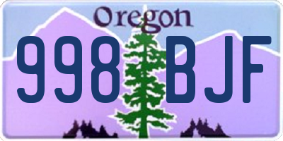 OR license plate 998BJF