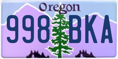 OR license plate 998BKA