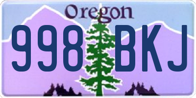 OR license plate 998BKJ