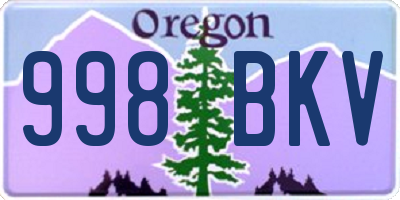 OR license plate 998BKV