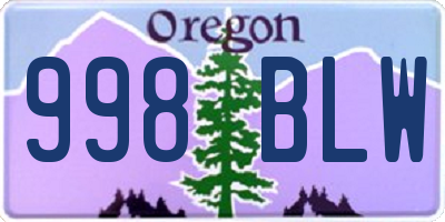 OR license plate 998BLW