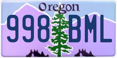 OR license plate 998BML