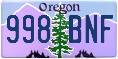 OR license plate 998BNF