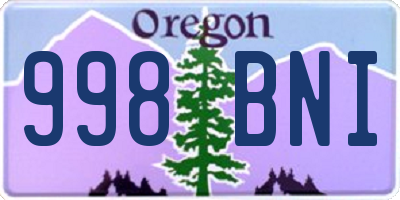 OR license plate 998BNI