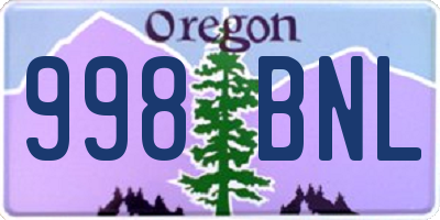 OR license plate 998BNL