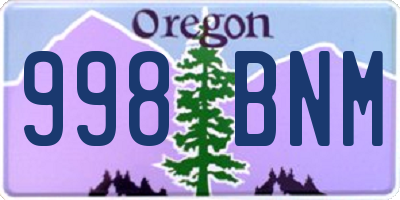 OR license plate 998BNM