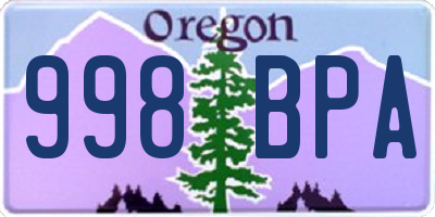 OR license plate 998BPA