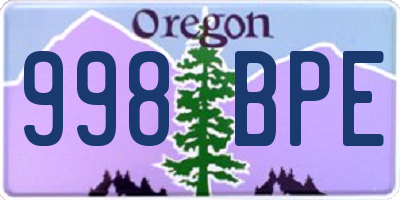 OR license plate 998BPE