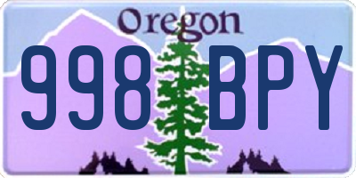 OR license plate 998BPY