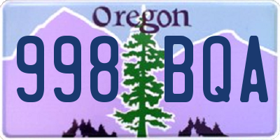 OR license plate 998BQA