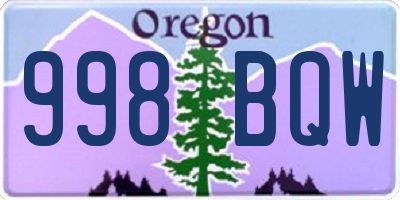 OR license plate 998BQW
