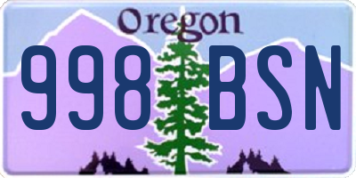 OR license plate 998BSN