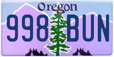 OR license plate 998BUN