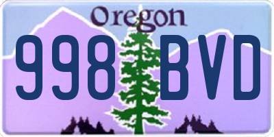 OR license plate 998BVD