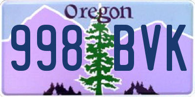 OR license plate 998BVK