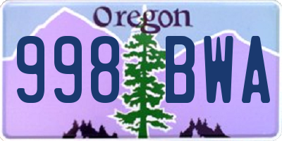 OR license plate 998BWA