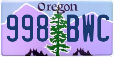 OR license plate 998BWC