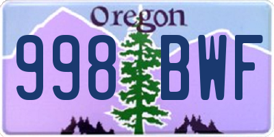 OR license plate 998BWF