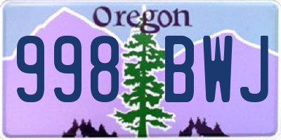 OR license plate 998BWJ