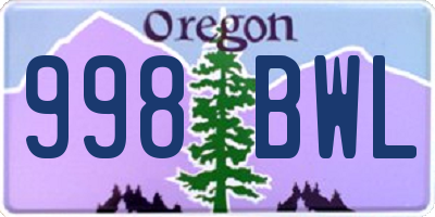 OR license plate 998BWL