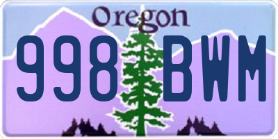 OR license plate 998BWM