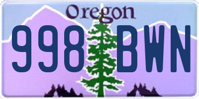 OR license plate 998BWN