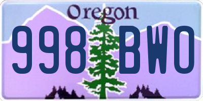 OR license plate 998BWO