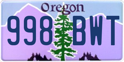 OR license plate 998BWT