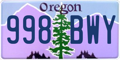 OR license plate 998BWY