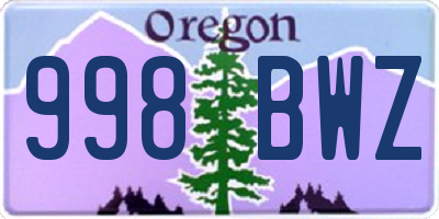 OR license plate 998BWZ
