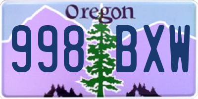 OR license plate 998BXW