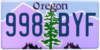 OR license plate 998BYF