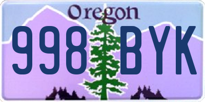 OR license plate 998BYK
