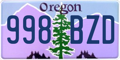 OR license plate 998BZD