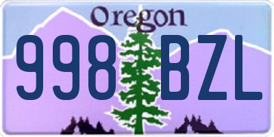 OR license plate 998BZL