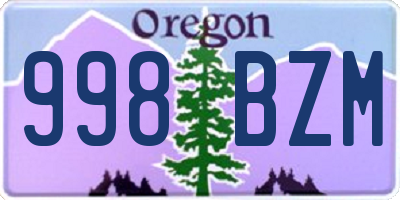 OR license plate 998BZM