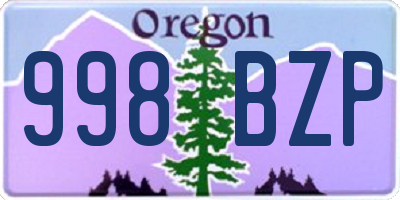 OR license plate 998BZP