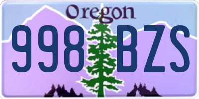 OR license plate 998BZS