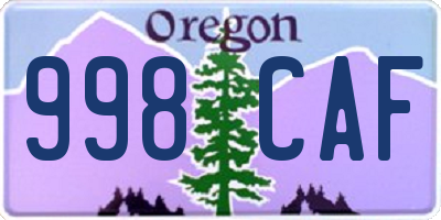 OR license plate 998CAF