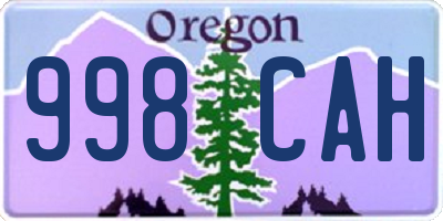 OR license plate 998CAH