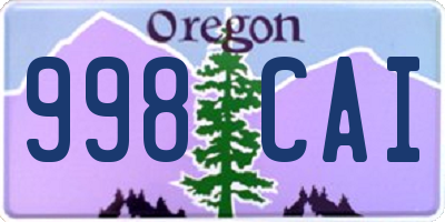 OR license plate 998CAI