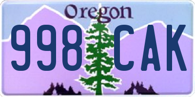 OR license plate 998CAK