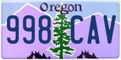 OR license plate 998CAV