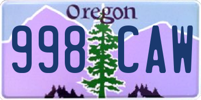 OR license plate 998CAW