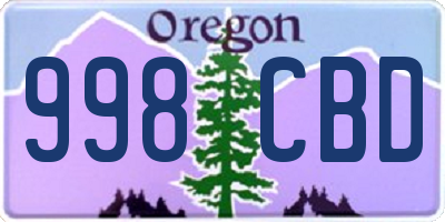 OR license plate 998CBD