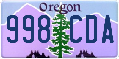 OR license plate 998CDA